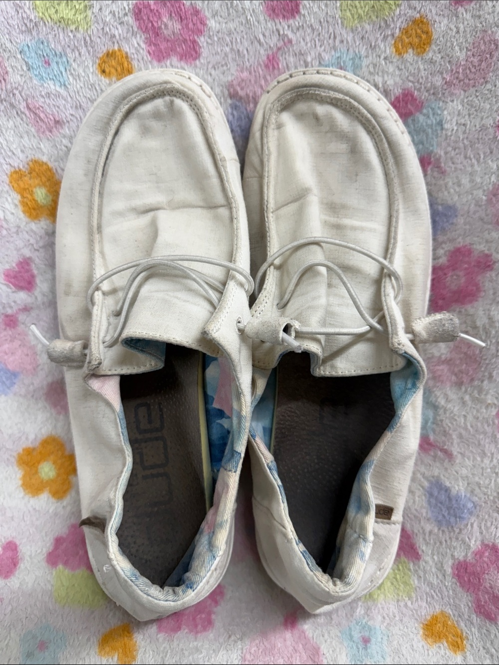 Hey Dude Women's Off-White Canvas Slip-On Shoes